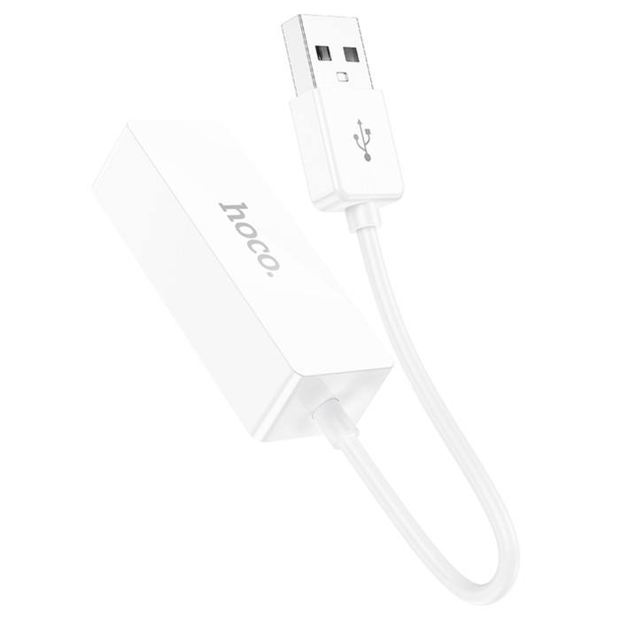 Адаптер Hoco UA22, USB-A - ethernet (100 Mб), 15 см, белый