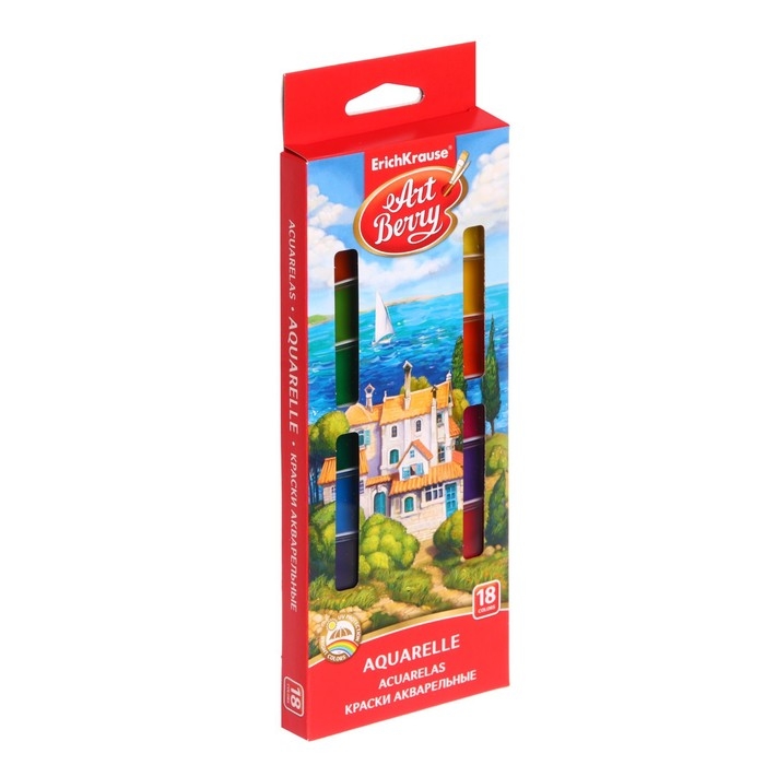 Акварель 18 цветов ErichKrause ArtBerry "Премиум", с УФ-защитой, с увеличенными кюветами XXL, пластик, европодвес, без кисти