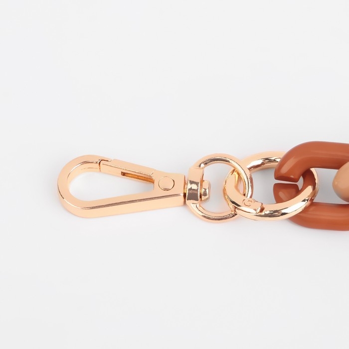 Цепочка для сумки, пластиковая, с карабинами, 24 × 18 мм, 30 см, цвет коричневый/бежевый/золотой Цепочка для сумки, пластиковая, с карабинами, 24 × 18 мм, 30 см, цвет коричневый/бежевый/золотой