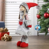 Кукла интерьерная "Девочка в сером платьице с меховой отделкой" 46 см