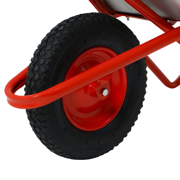 Тачка строительная, 1 пневмоколесо, груз/п 200 кг, объем 110 л, оцинкованный кузов 0,8 мм, Greengo Тачка строительная, 1 пневмоколесо, груз/п 200 кг, объем 110 л, оцинкованный кузов 0,8 мм, Greengo