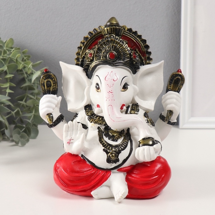 Сувенир полистоун Сувенир полистоун "Ганеша бежевый, в красных шароварах" 12х17,5х21 см