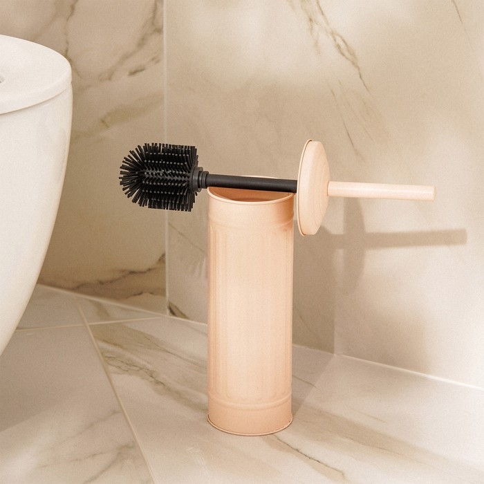 Ёршик для унитаза с подставкой SL Home, силиконовый, 9,6&times;9,6&times;39 см, цвет бежевый