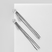 Серьги висячие со кругами &laquo;Цепочки&raquo; круг, цвет белый в серебре