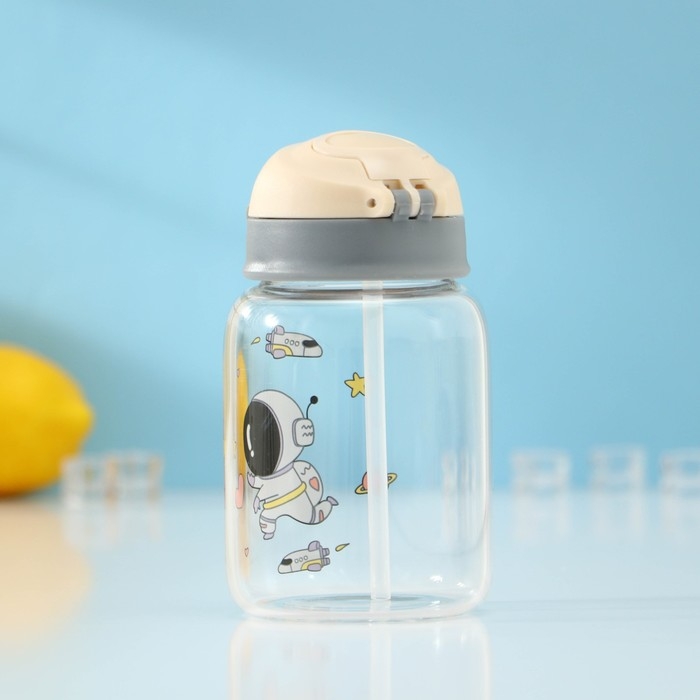 Бутылка для воды стеклянная «Космонавты», 450 мл, 8,2×15 см, цвет МИКС Бутылка для воды стеклянная «Космонавты», 450 мл, 8,2×15 см, цвет МИКС