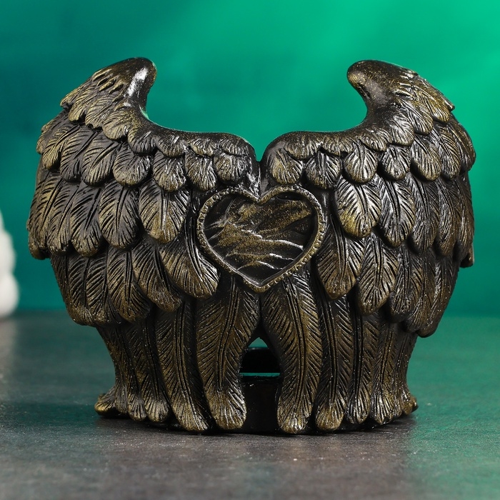 Подсвечник Подсвечник "Крылья ангела" черный с золотом, 12см