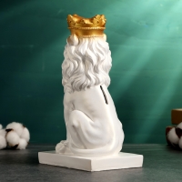 Копилка "Лев с короной" белый с золотой короной, 23см