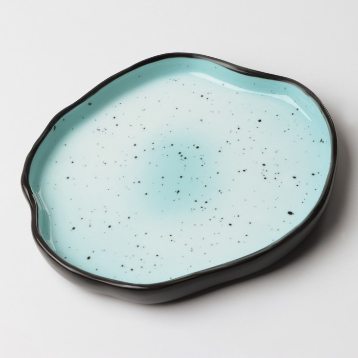 Тарелка керамическая неровный край «Синяя», 17 см, цвет синий Тарелка керамическая неровный край «Синяя», 17 см, цвет синий