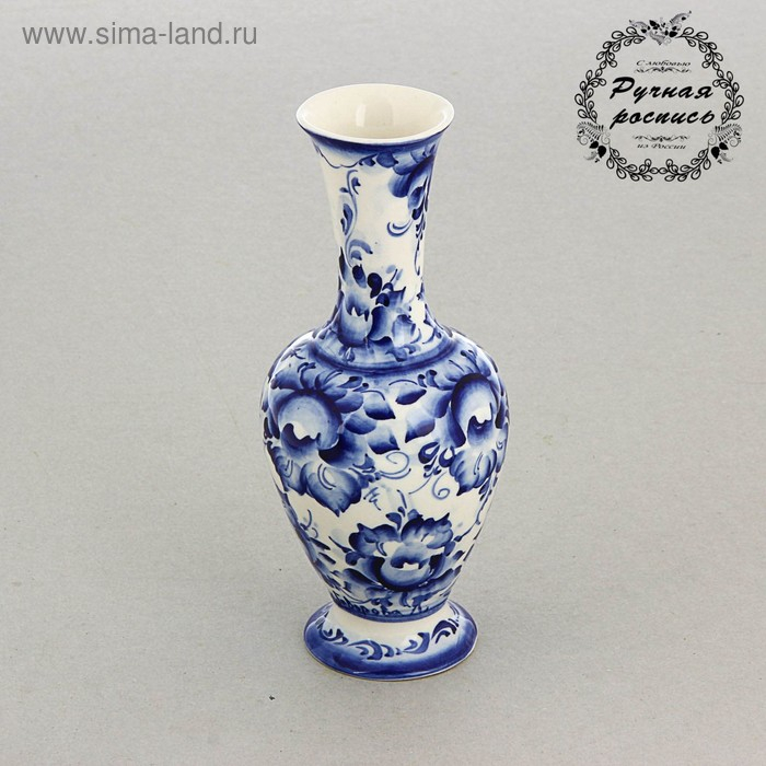 Ваза с узким горлом, гжель