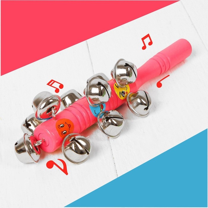 Погремушка с бубенцами &laquo;Смайлики&raquo;, цвета МИКС