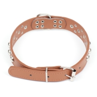 Ошейник "Сириус", кожзам с заклёпками, 56 х 3 см, ОШ 42-52, коричневый