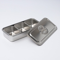 Контейнер для еды из нержавеющей стали 3 секции, 34&times;15,5&times;7 с крышкой