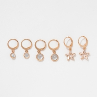 Серьги набор 3 пары &laquo;Трио&raquo; звезды, цвет белый в золоте