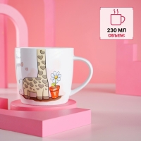 Набор детской посуды из керамики Доляна &laquo;Жирафик&raquo;, 2 предмета: кружка 230 мл, миска 400 мл, цвет белый