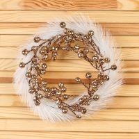 Венок новогодний d-20 см "Элит" ягодки, бело-золотой Венок новогодний d-20 см "Элит" ягодки, бело-золотой