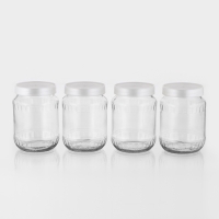 Набор стеклянных банок с серебристой полимерной крышкой, ТО-82 мм, 720 мл, 4 шт.