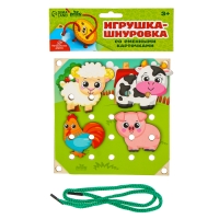 Деревянная игрушка-шнуровка &laquo;Ферма&raquo;, 15&times;15 см