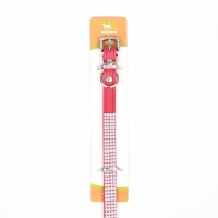 Ошейник со стразами в 4 ряда и стразы на пряжке, 38 х 1,5 см, ОШ 26-33, красный