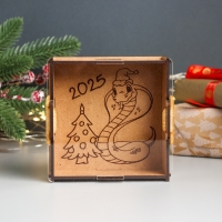 Новогодняя копилка с акрилом "Змея. Кобра у ёлки" 12х12х4 см