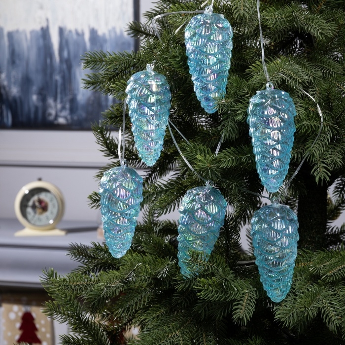 Гирлянда &laquo;Нить-грозди&raquo; 230 см, нить прозрачная, &laquo;Шишки&raquo;, 30 LED, 4.5 В, батарейки ААх3 (нет в комплекте), свечение тёплое белое