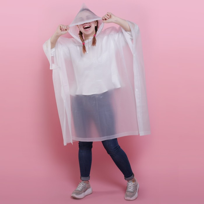 Дождевик взрослый пончо &laquo;Свобода&raquo;, оверсайз, 44-52, 97 х 120 см, цвет белый