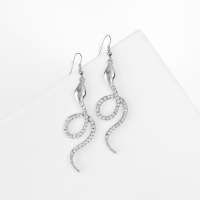 Новый год! Символ года 2025! Серьги висячие со стразами &laquo;Змея&raquo; извивающаяся, цвет серебро