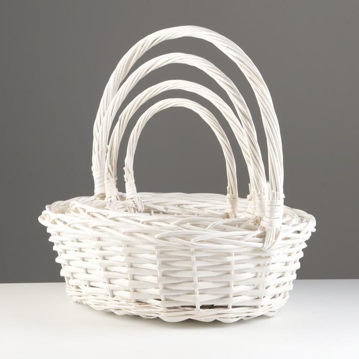 Набор корзин, 45х36х14/41 см, 39х31х13/36 см, 33х25х11/31 см, 28х19х9/26 см, беый, ива Набор корзин, 45х36х14/41 см, 39х31х13/36 см, 33х25х11/31 см, 28х19х9/26 см, беый, ива