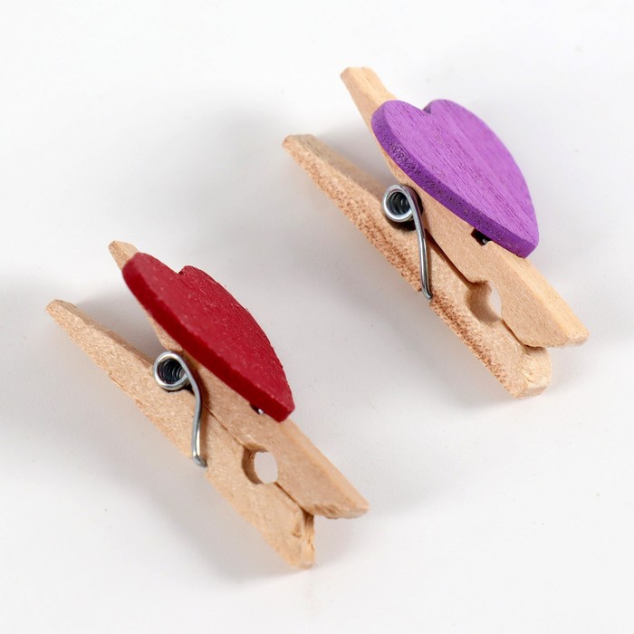 Набор прищепок в деревянной коробке &laquo;Сердечки&raquo; набор 50 шт.