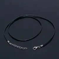 Шнурок каучуковый, неполый, 60 см, d=2 мм, чёрный в серебре