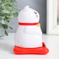 Маятник пластик от солн. батареи "Кот манэки-нэко, ошейник с бубенцами" белый 9,5х10х9,5 см   735357