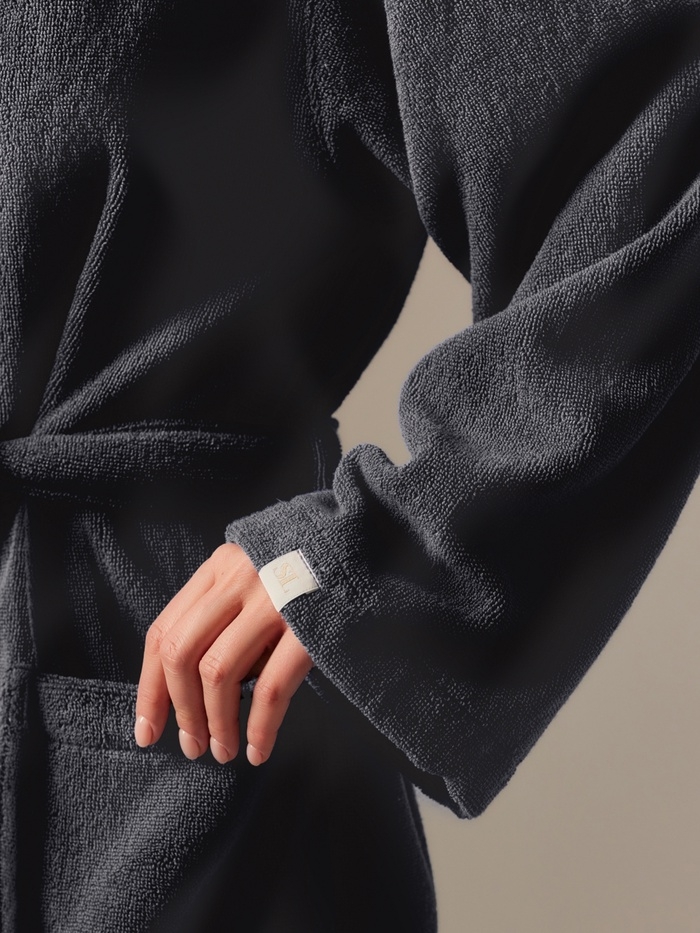 Халат махровый с капюшоном женский SL HOME: Basic "Гри Сандре", р-р S, 100% хл, 420 г/м2