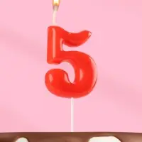 Свеча в торт &laquo;Красная&raquo;, цифра 5
