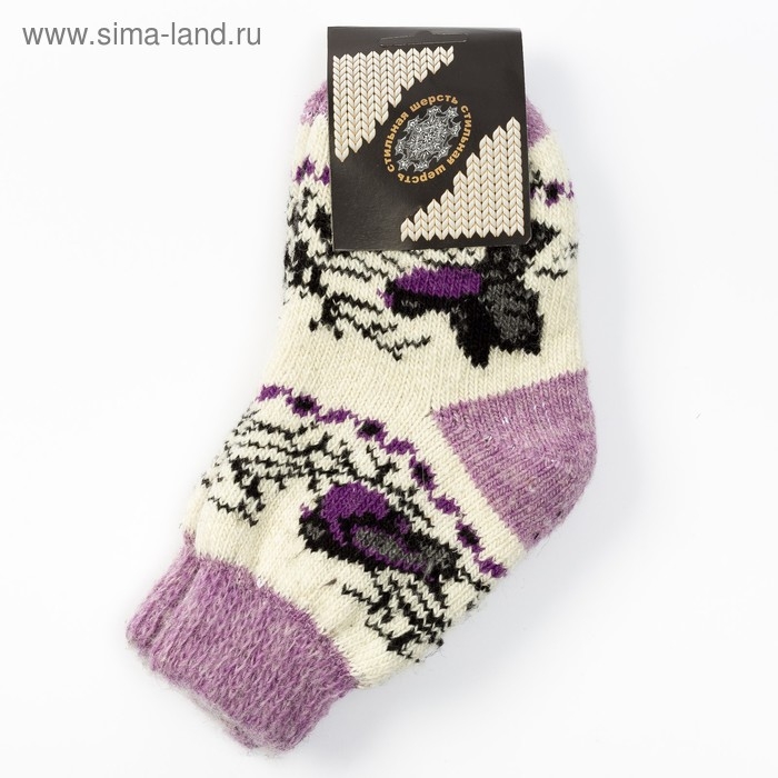 Носки детские шерстяные &laquo;Птички&raquo;, цвет белый, размер 18