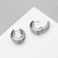 Серьги металл &laquo;Аккорд&raquo; круг полосы, цвет серебро