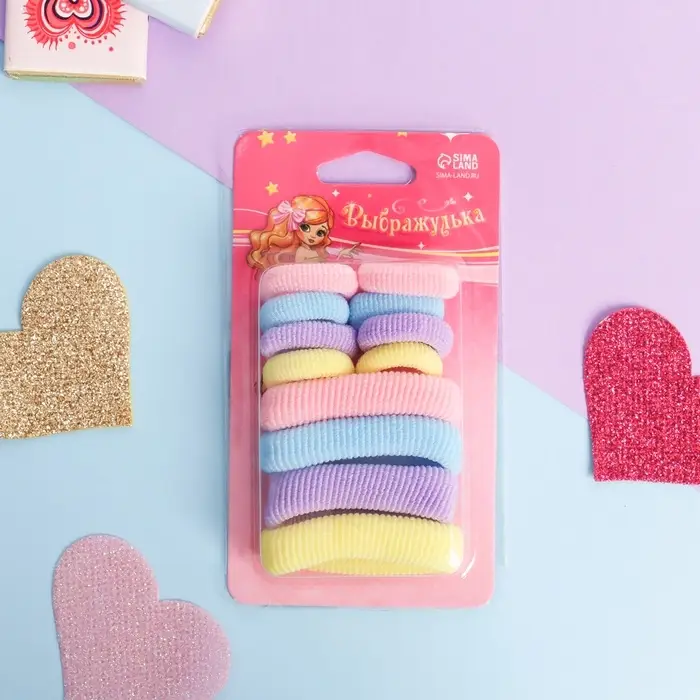 Резинка для волос &laquo;Махрушка ассорти&raquo;, набор 12 шт., нежность, МИКС