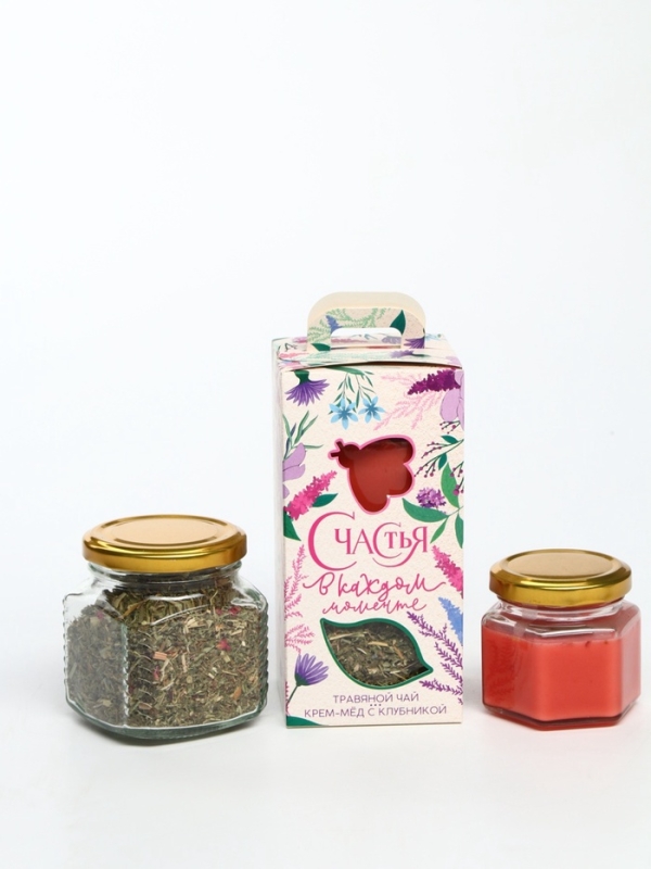Подарочный набор &laquo;Счастья в каждом моменте&raquo;: чай, крем-мед (120 г)