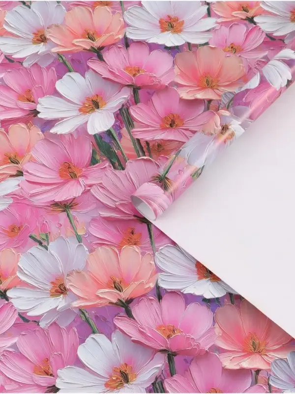 Бумага упаковочная глянцевая &laquo;Цветы&raquo;, 50 &times; 70 см