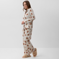 Пижама женская (рубашка и брюки) KAFTAN "Мишка в шарфе" размер 48-50