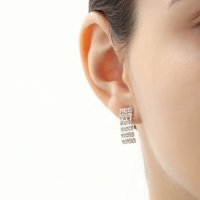 Набор 2 предмета: серьги, чокер &laquo;Лёд&raquo; три ряда, цвет белый в серебре, 30 см