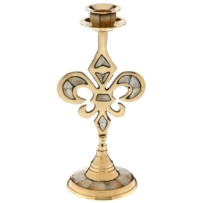 Подсвечник на 1 свечу &laquo;Вензель&raquo;, 23 см, с перламутром