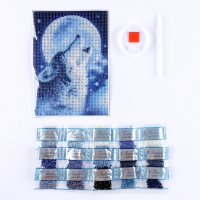 Алмазная мозаика с полным заполнением на холсте &laquo;Волк&raquo;, 15 х 21 см