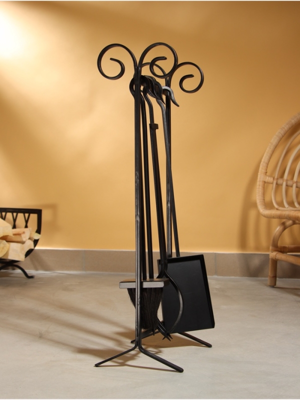 Каминный набор "Дача" сталь, 4 предмета, 24х20х71 см