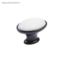 Ручка кнопка ТУНДРА РК023BL LIGHT, чёрная с белой вставкой, 8 шт TMP
