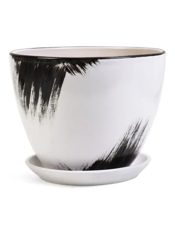 Горшок цветочный поддоном  8 л,  керамика, Штрих (М)