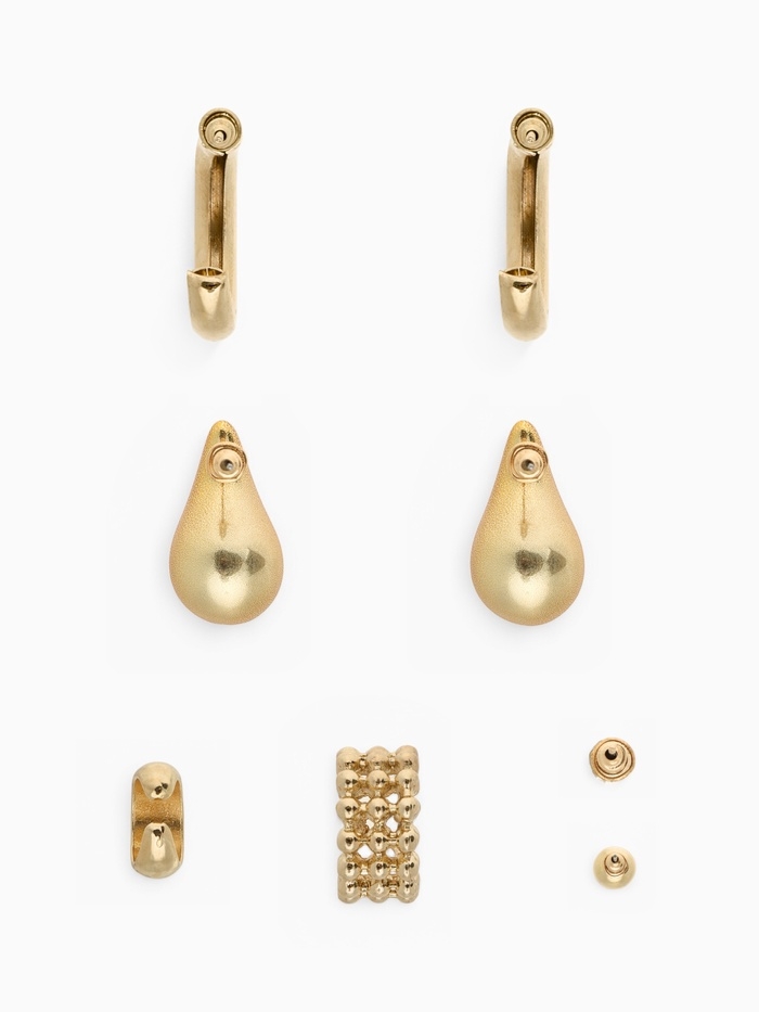 Набор серьги и каффы 8 шт. &laquo;Кольца&raquo; капли, цвет золото