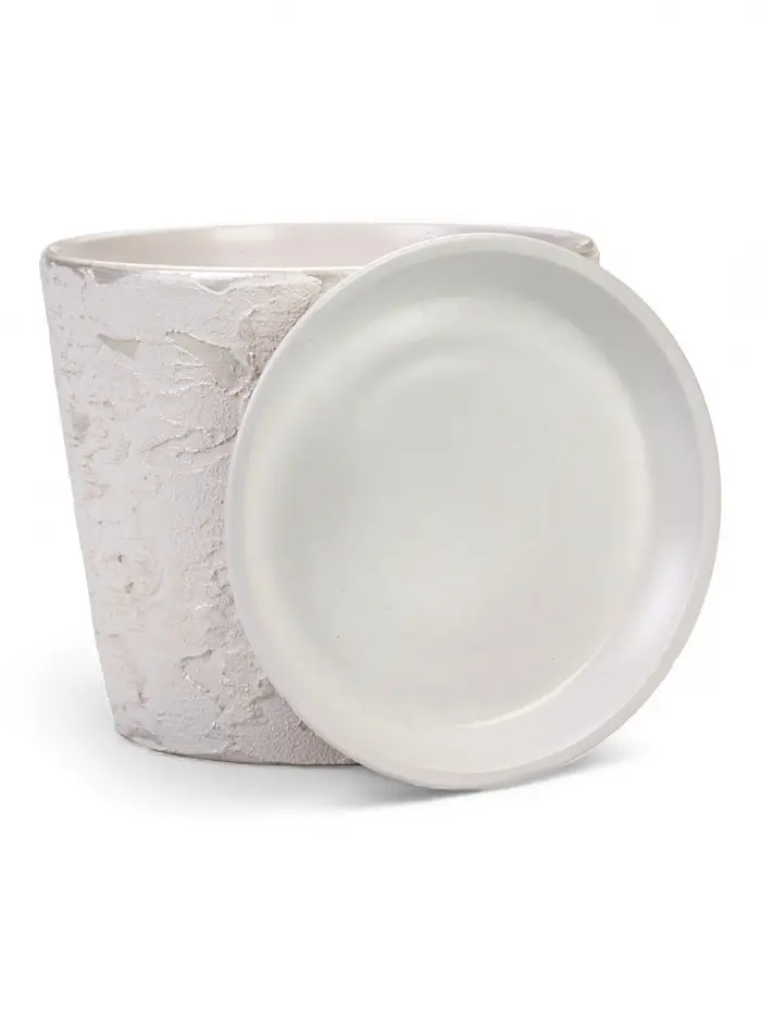 Горшок цветочный с поддоном 4,75 л, d22/h20 см белый керамика, "Венера" (М)