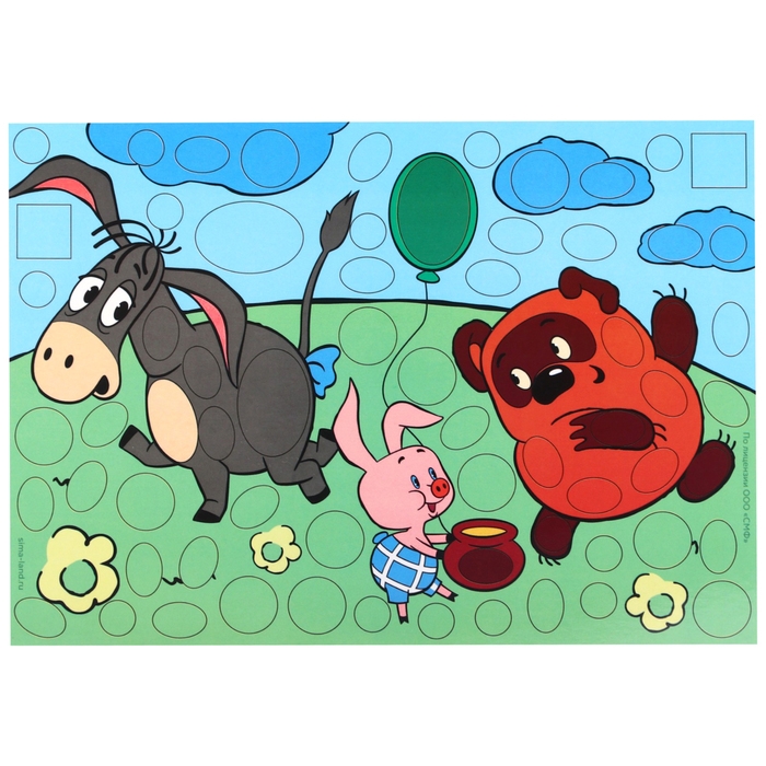 Аппликация форменными стикерами "Винни-Пух", набор для творчества, стикерная мозаика