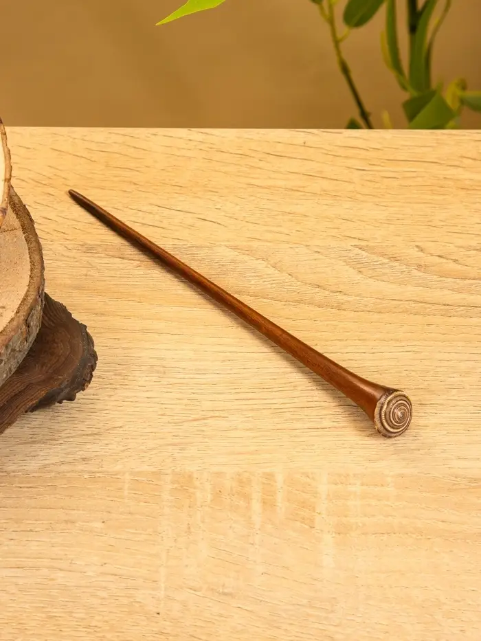 Заколка для волос фигурная, дерево Соно, ракушка, 20 см, цв. тёмно-коричневый