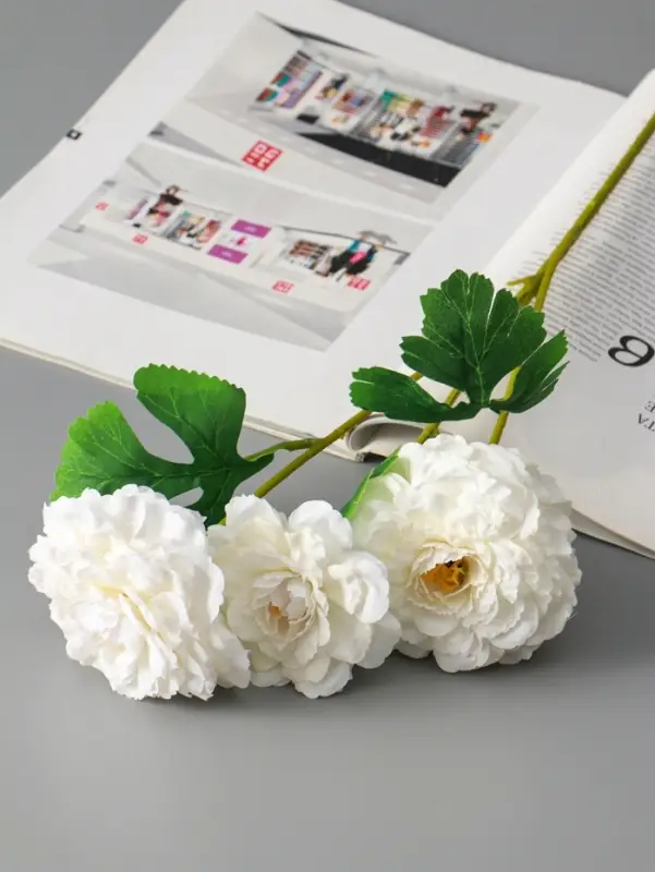 Цветы искусственные "Хризантема волнистая галант" d-8 см 58 см, белый