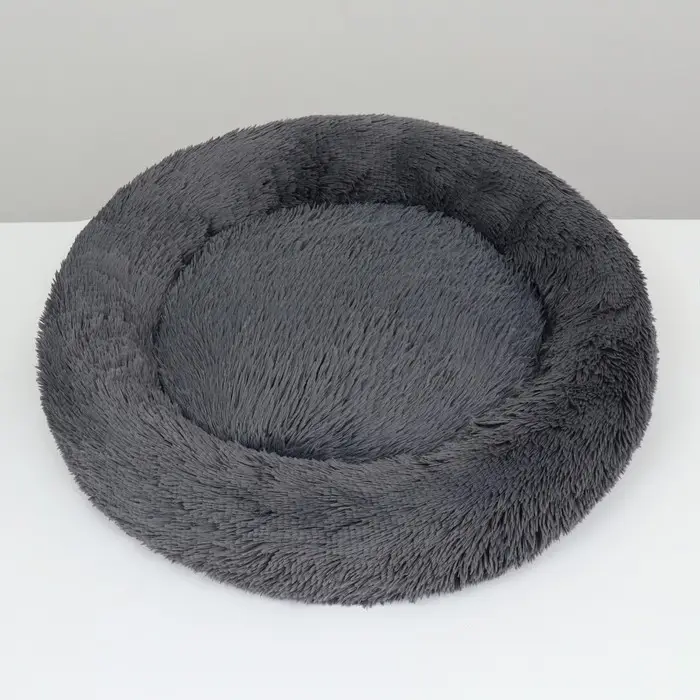 Лежанка для собак и кошек, длинный мех, 45 х 35 х 11 см, серая
